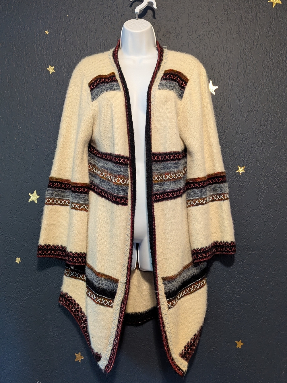 Adora Cozy Cream Open-Front Patterned Women's Sweater Cardigan